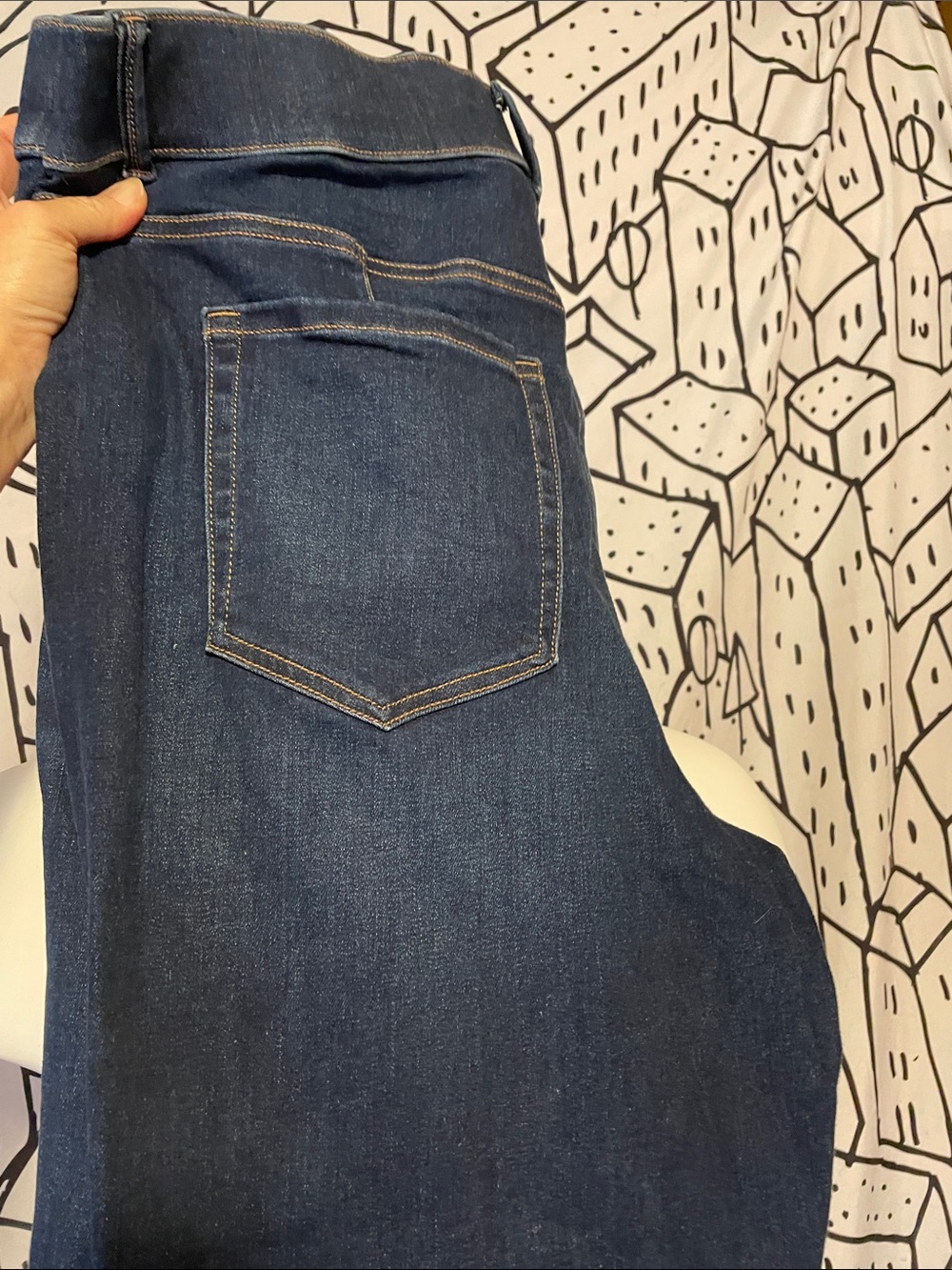 Lane Bryant dark wash tall pull on straight leg boot jean